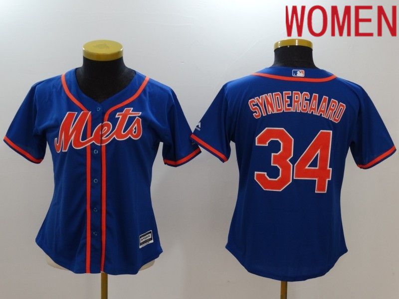 Women New York Mets #34 Syndergaard Blue 2022 MLB Jersey->women mlb jersey->Women Jersey